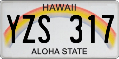 HI license plate YZS317
