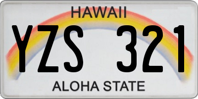 HI license plate YZS321