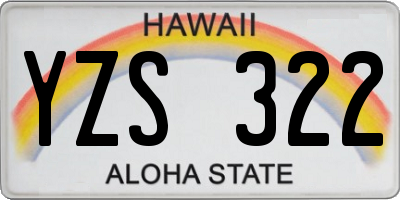 HI license plate YZS322