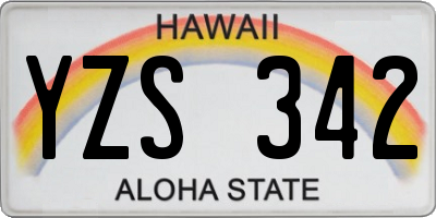 HI license plate YZS342