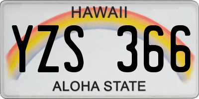 HI license plate YZS366