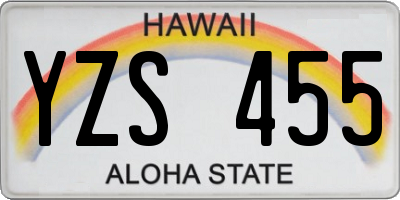 HI license plate YZS455