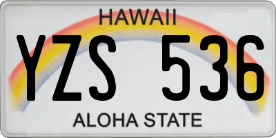 HI license plate YZS536