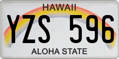 HI license plate YZS596