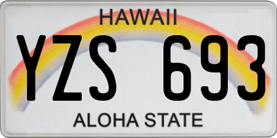 HI license plate YZS693