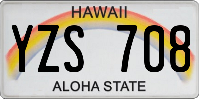 HI license plate YZS708