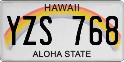 HI license plate YZS768