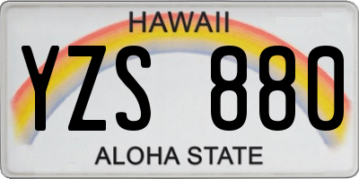HI license plate YZS880