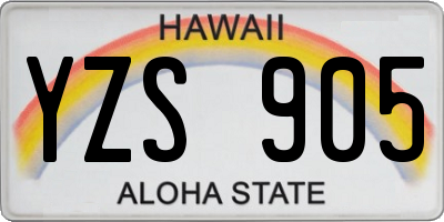 HI license plate YZS905