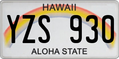 HI license plate YZS930