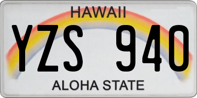 HI license plate YZS940