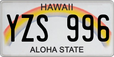 HI license plate YZS996