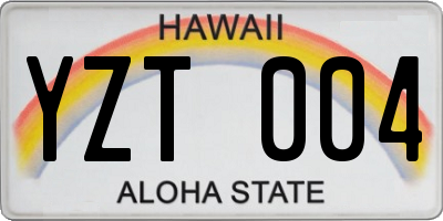 HI license plate YZT004