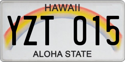 HI license plate YZT015
