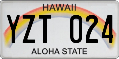 HI license plate YZT024