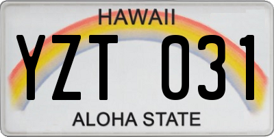 HI license plate YZT031
