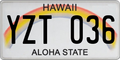 HI license plate YZT036