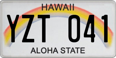 HI license plate YZT041