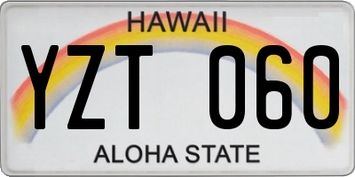 HI license plate YZT060