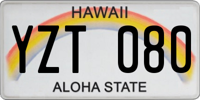 HI license plate YZT080