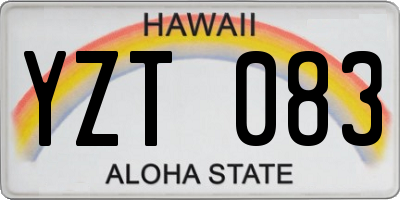 HI license plate YZT083