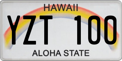 HI license plate YZT100
