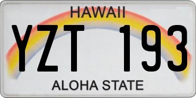 HI license plate YZT193