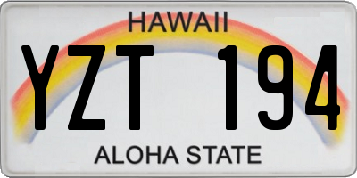 HI license plate YZT194