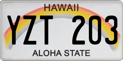 HI license plate YZT203