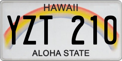HI license plate YZT210