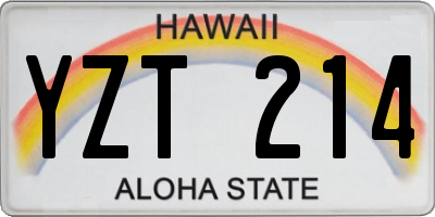 HI license plate YZT214