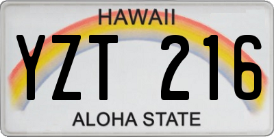HI license plate YZT216
