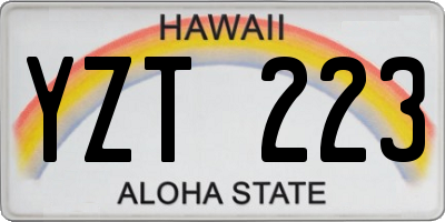 HI license plate YZT223