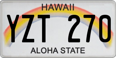 HI license plate YZT270