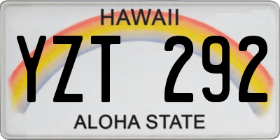 HI license plate YZT292
