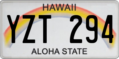 HI license plate YZT294