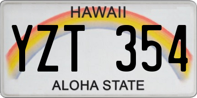 HI license plate YZT354