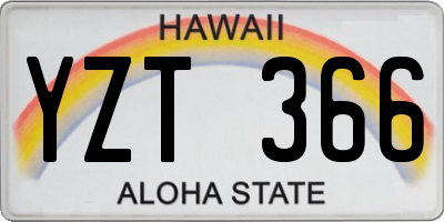 HI license plate YZT366