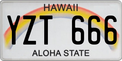 HI license plate YZT666