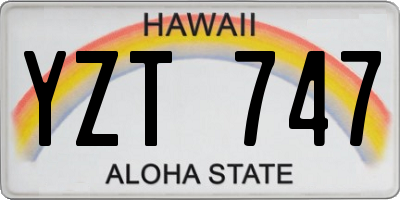 HI license plate YZT747