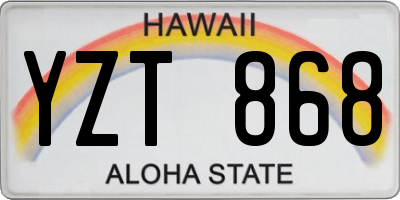 HI license plate YZT868