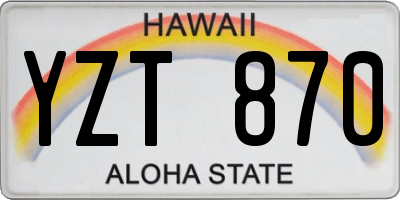 HI license plate YZT870