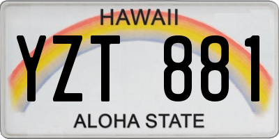 HI license plate YZT881
