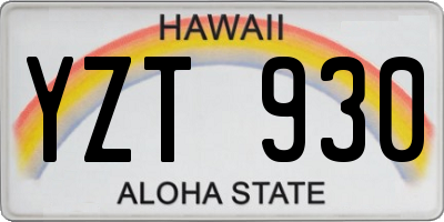 HI license plate YZT930