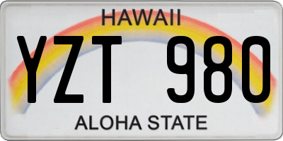 HI license plate YZT980