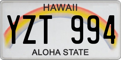 HI license plate YZT994