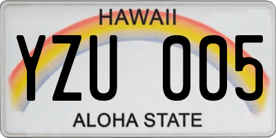 HI license plate YZU005
