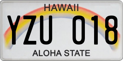 HI license plate YZU018