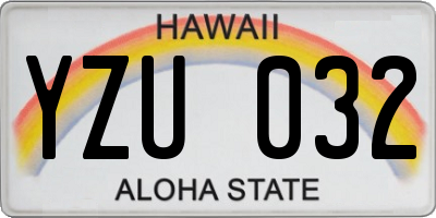 HI license plate YZU032
