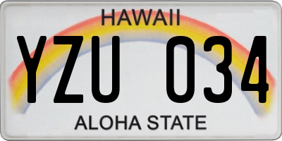 HI license plate YZU034